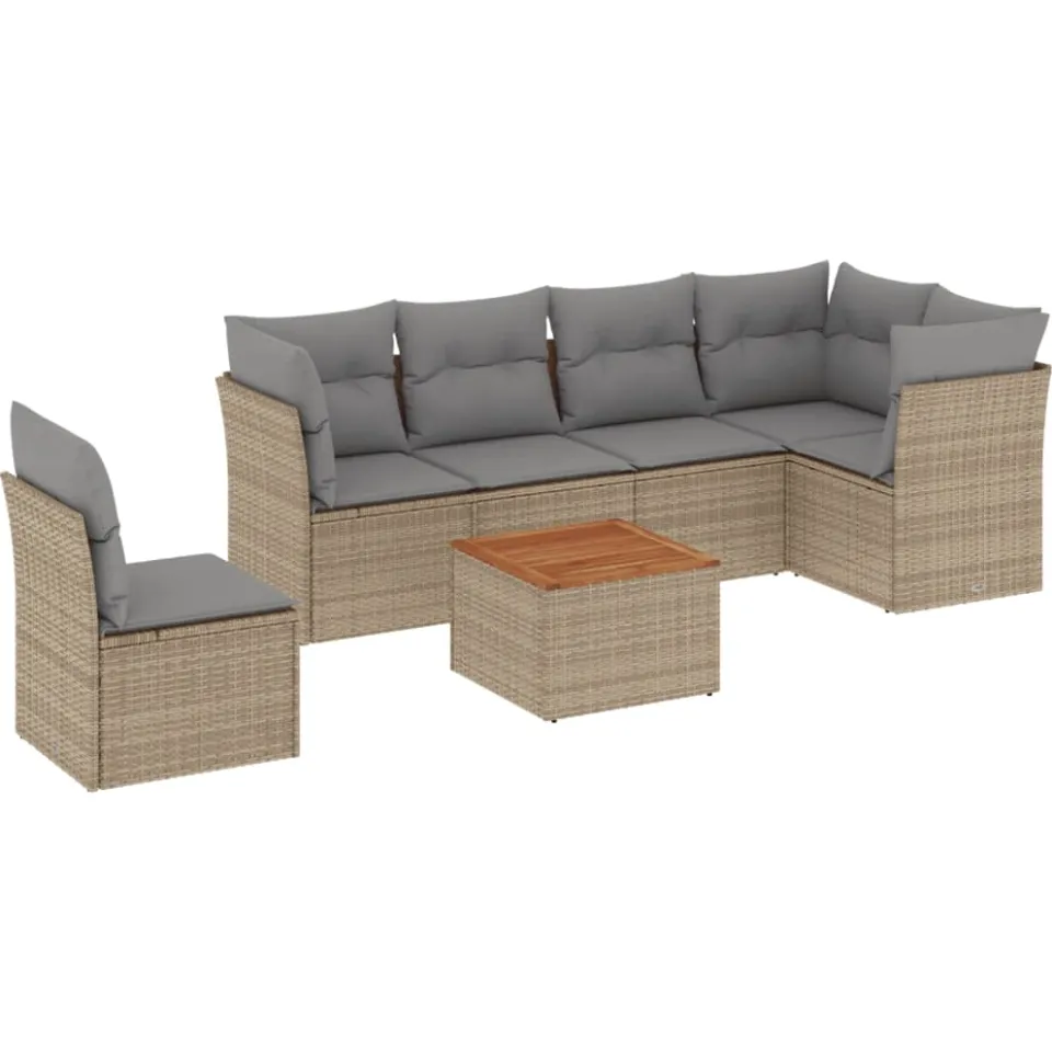 vidaXL Patio Sofa Set 6-zits Beige mix en grijs