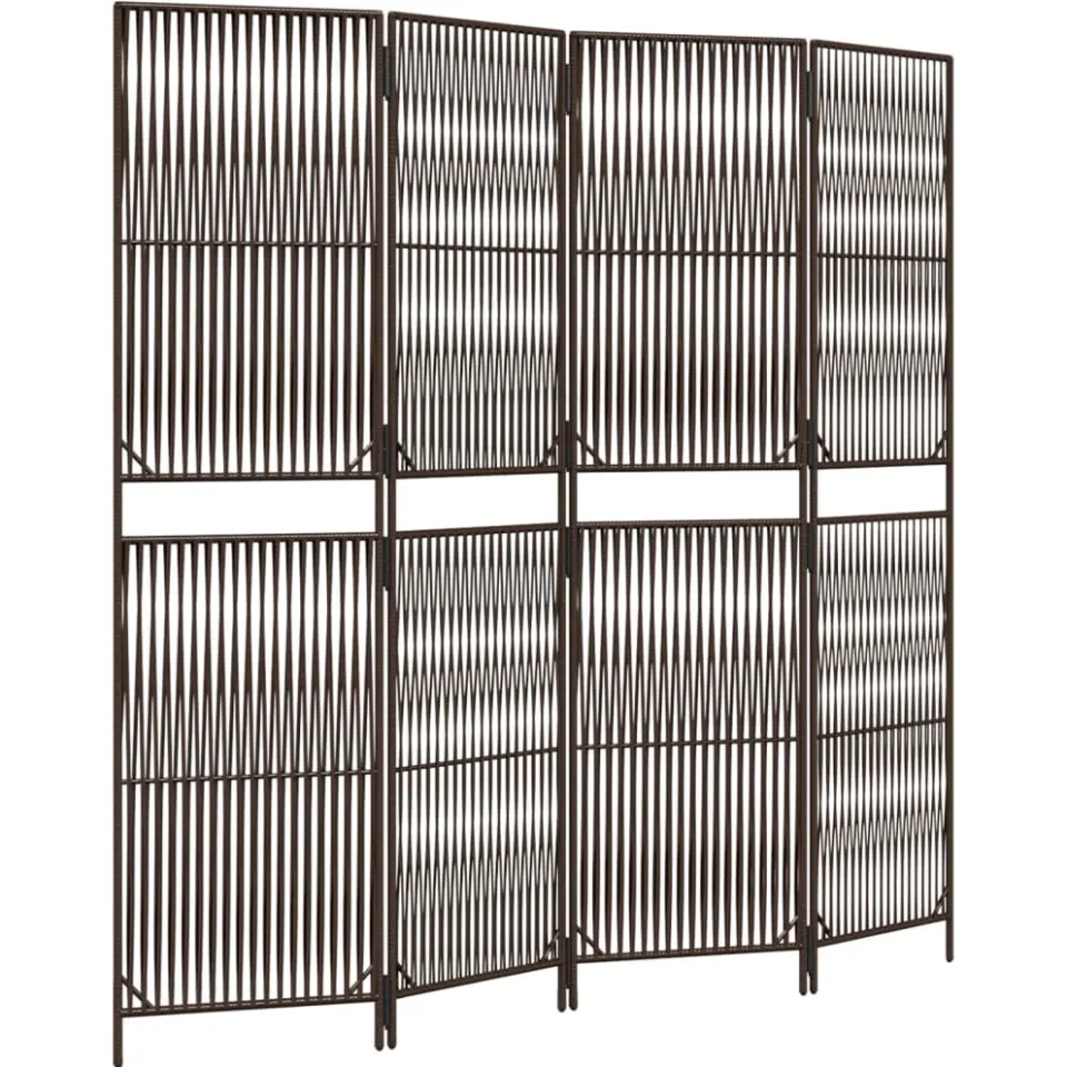 vidaXL Kamerscherm 4 panelen poly rattan bruin