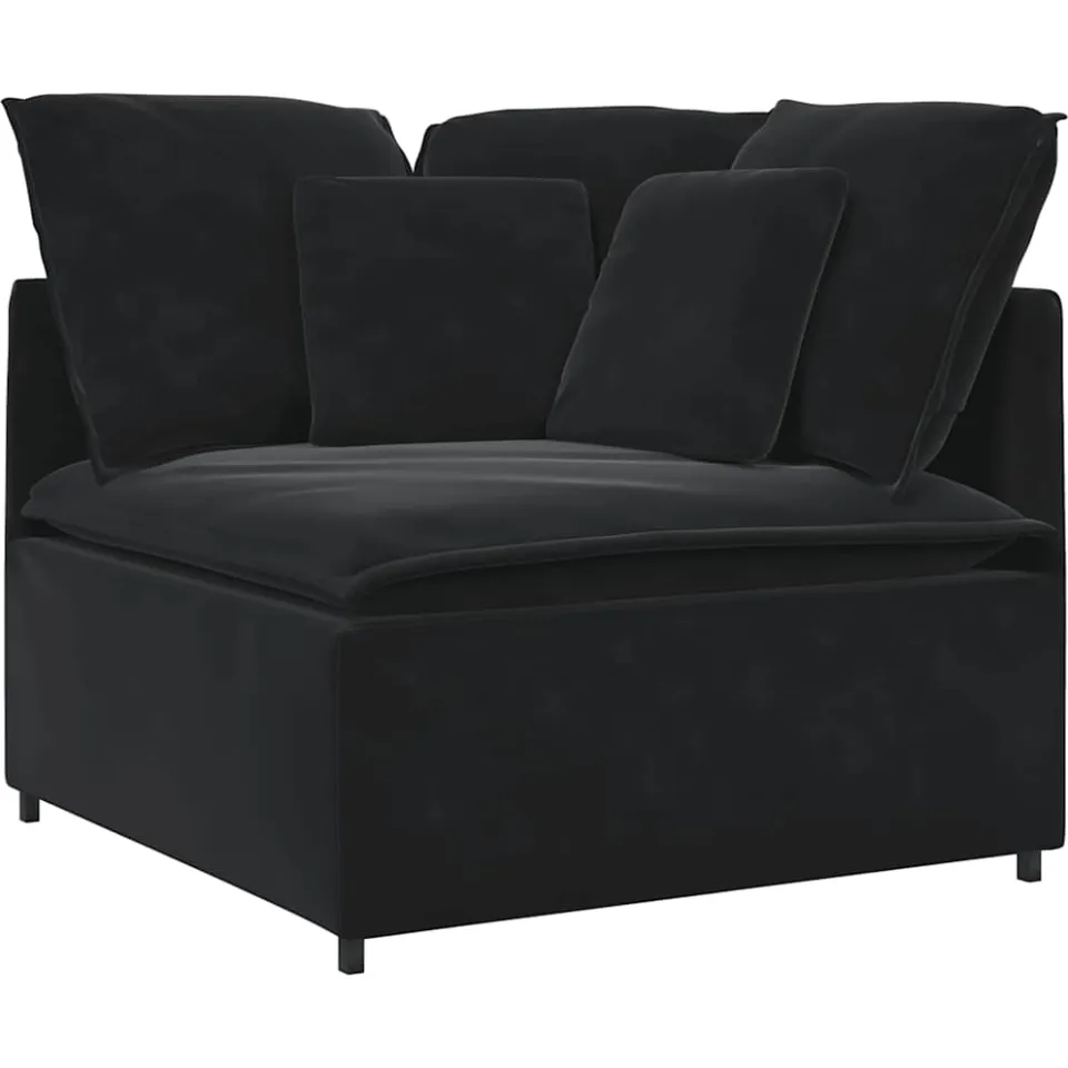 vidaXL Modulaire bank met voetenbank en kussens fluweel zwart, foto 2