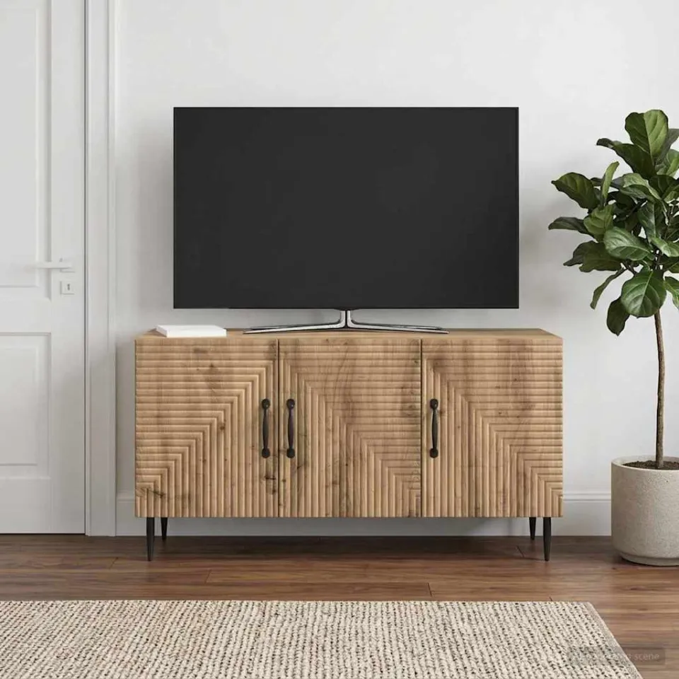 vidaXL TV-kast 99 x 34,5 x 50 cm Artisanaal eiken Bewerkt hout, foto 4