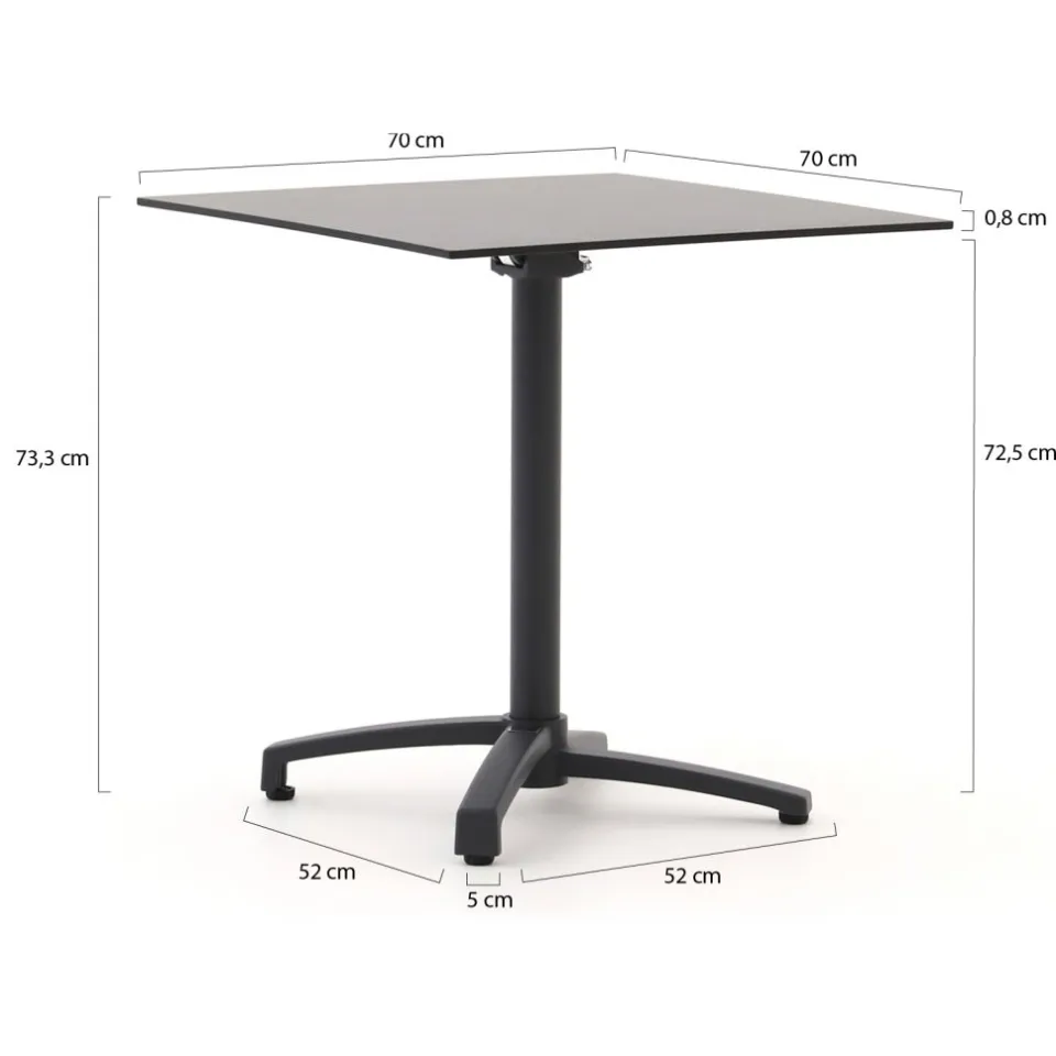 Manifesto Furniture Manifesto Belpasso/Canzo 70cm dining tuinset 3-delig inklapbaar stapelbaar, foto 4