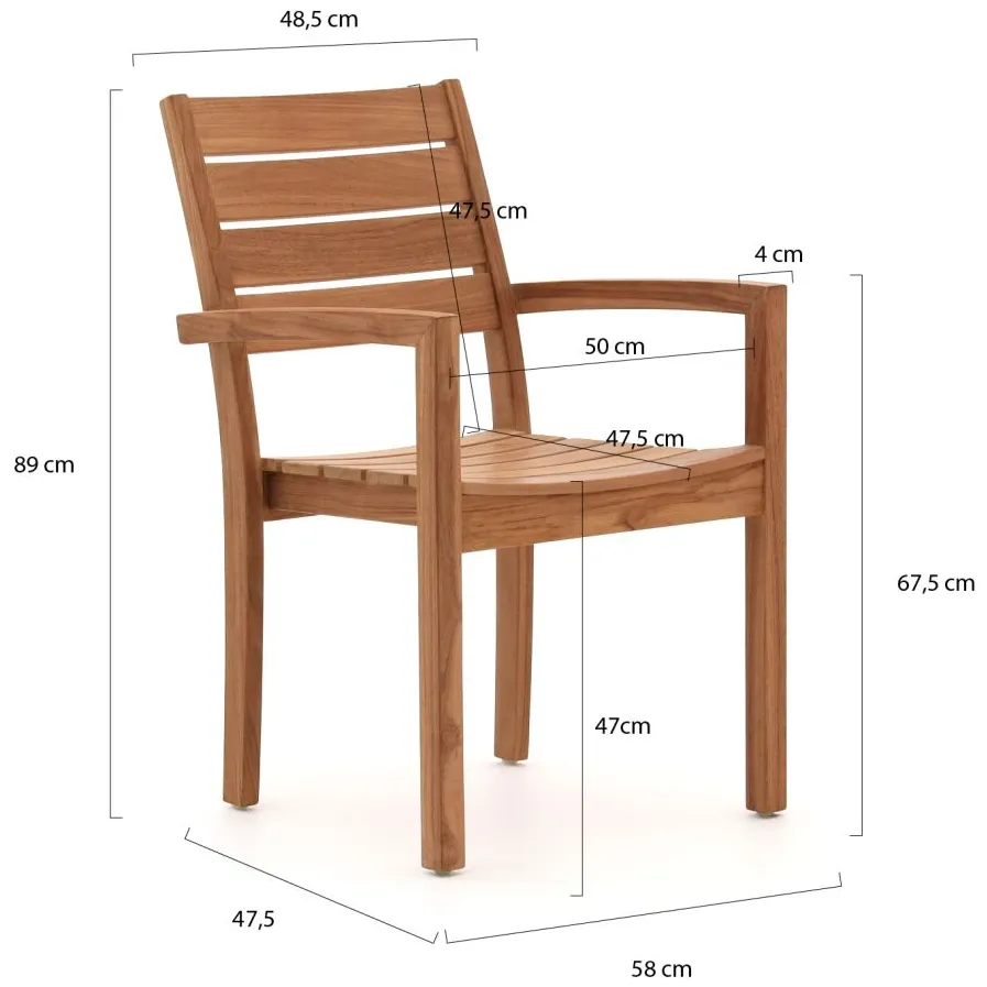 Sunyard Furniture Sunyard Liverpool 90cm dining tuinset 5-delig stapelbaar Bruin