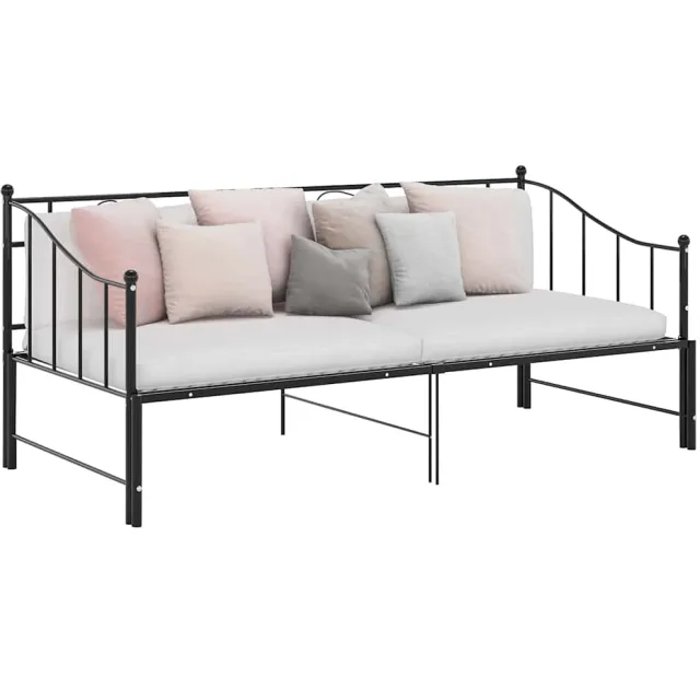 vidaXL Slaapbank uittrekbaar metaal zwart 90x200 cm