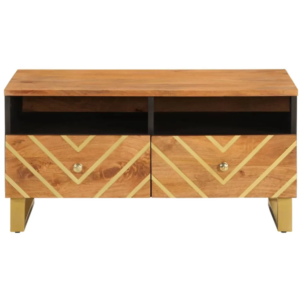 vidaXL Salontafel 80x54x40 cm massief mangohout bruin en zwart, foto 3
