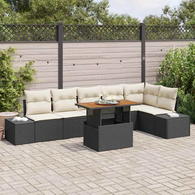 vidaXL Tuin Sofa Set 7 st Zwart Poly riet, foto 2