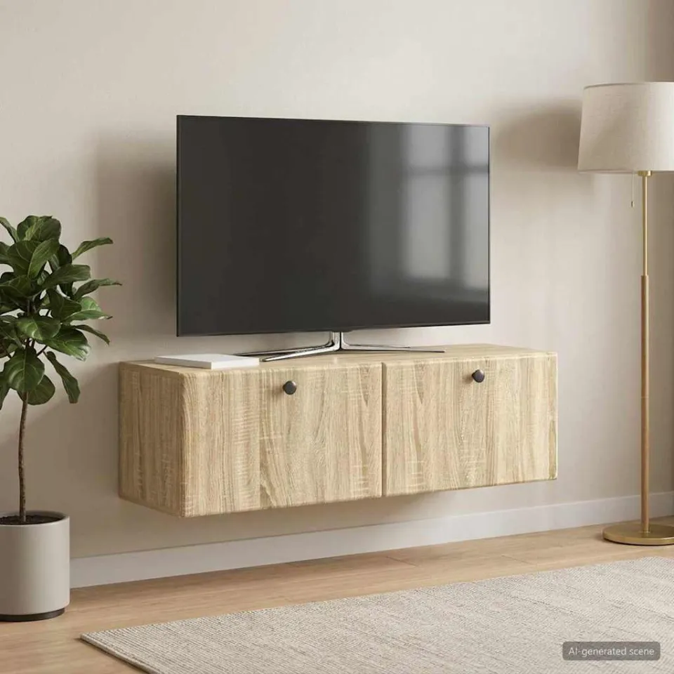 vidaXL Wandbeugel TV-kast 98 x 31 x 30 cm Sonoma Eiken Bewerkt hout, foto 4