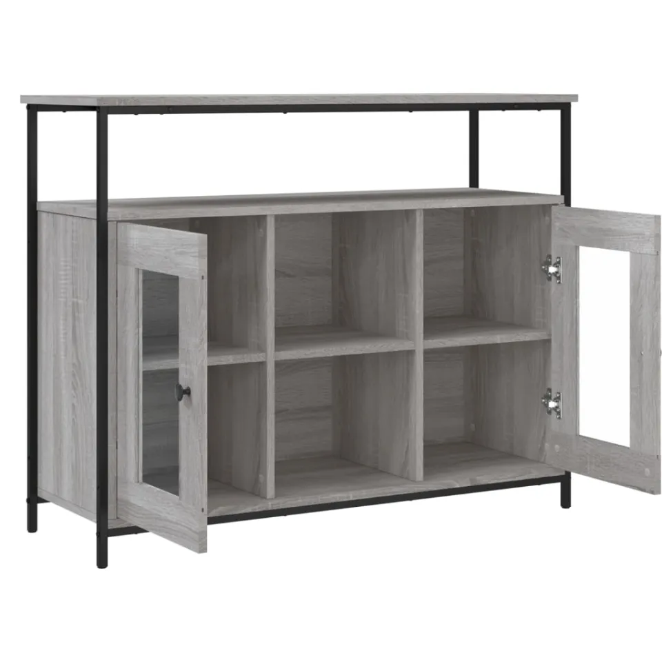 vidaXL Dressoir 100x35x80 cm bewerkt hout grijs sonoma