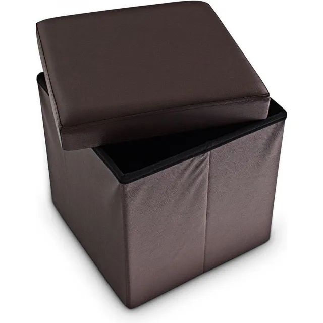 Relaxdays opvouwbare poef met opbergruimte - 40 liter - voetenbank - bruin