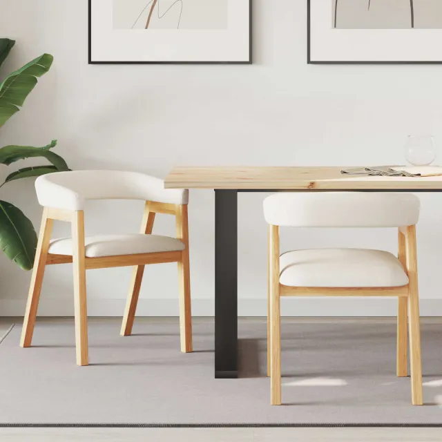 vidaXL Eettafelstoelen 2 st Massief Rubberhout Naturel 54 x 57 x 73 cm Bruin