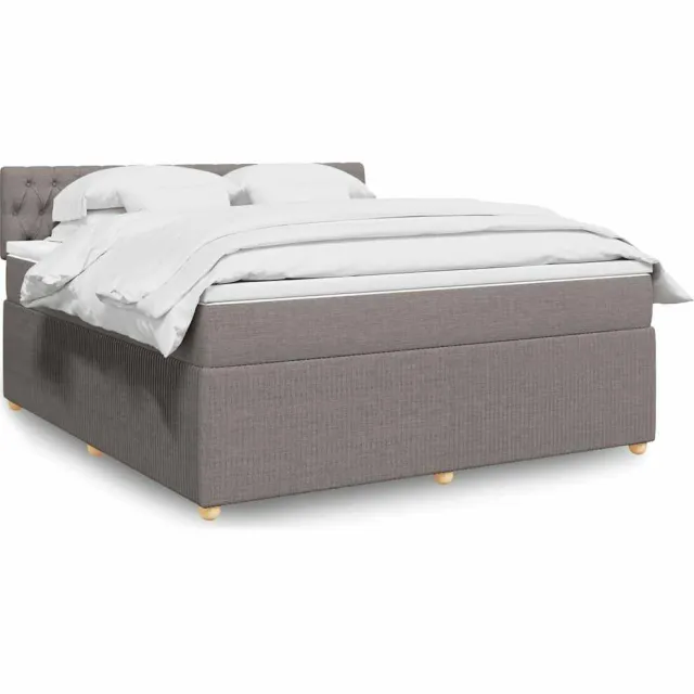 vidaXL Boxspring met matras stof taupe 180x200 cm