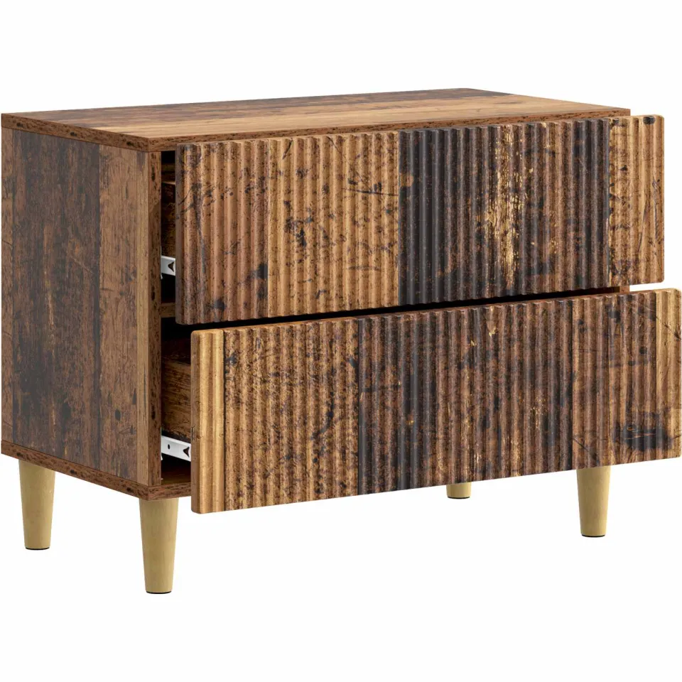 vidaXL Nachtkastje met lade Oud hout 62 x 34,5 x 48 cm Bewerkt hout bruin, foto 4