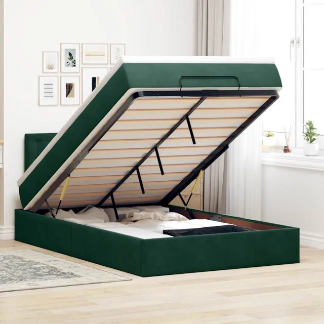 vidaXL Bed poef met matras 120x190 cm fluweel donkergroen groen