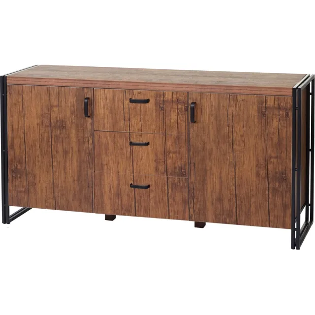 MCW Dressoir MCW-A27, ladekast, kast, 3D structuur 2 opbergvakken 80x160x40cm MVG-gecertificeerd MDF metaal ~ wild eiken look