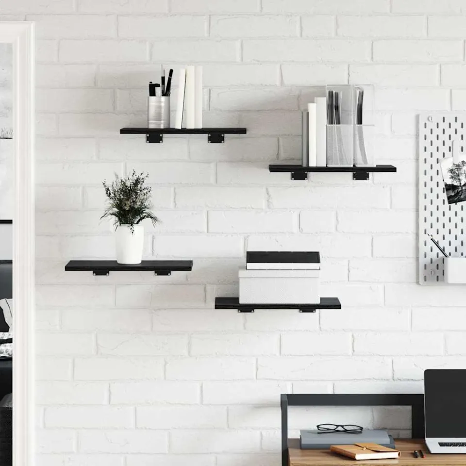vidaXL Boekenplank Bord 3-laags 4 st 40 x 30 x 1,5 cm Bewerkt hout zwart, foto 3