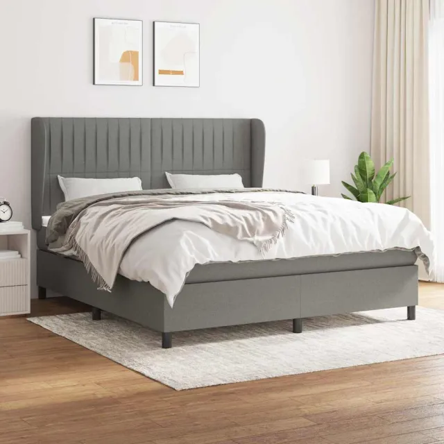vidaXL Boxspring met matras stof donkergrijs 160x200 cm grijs