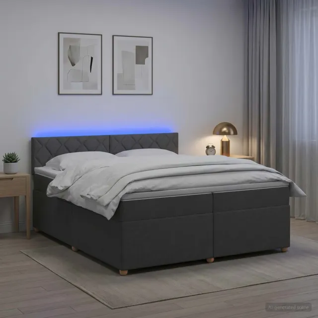 vidaXL Boxspringbed met matras Donkergrijs 200 x 200 cm Stof