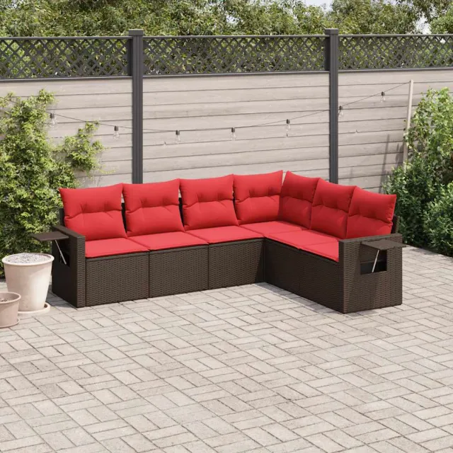 vidaXL 6-delige tuinbankset met kussens, bruin polyrotan, foto 2