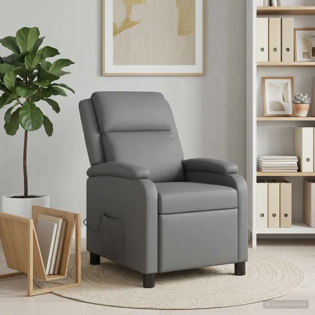 vidaXL Massage Recliner Grijs Kunstleer