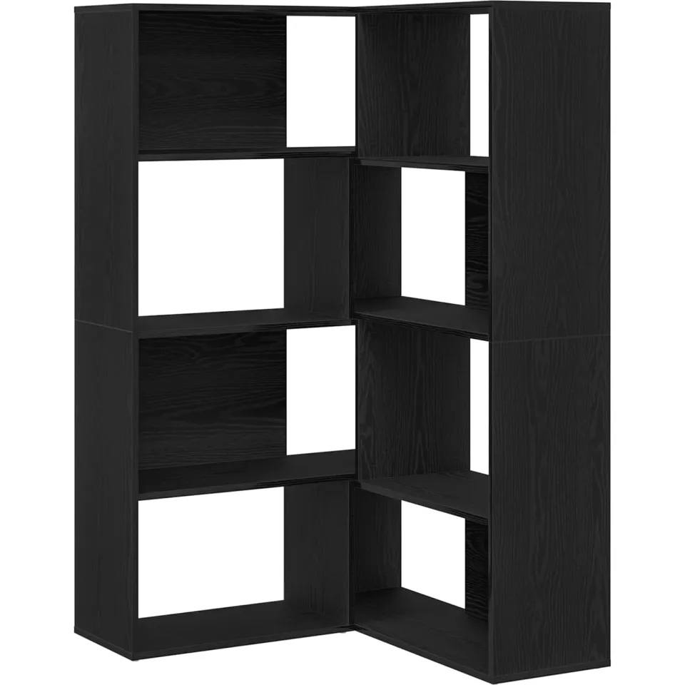 vidaXL Kledingkast 6-laags 85 x 85 x 140 cm Bewerkt hout Zwart Eiken
