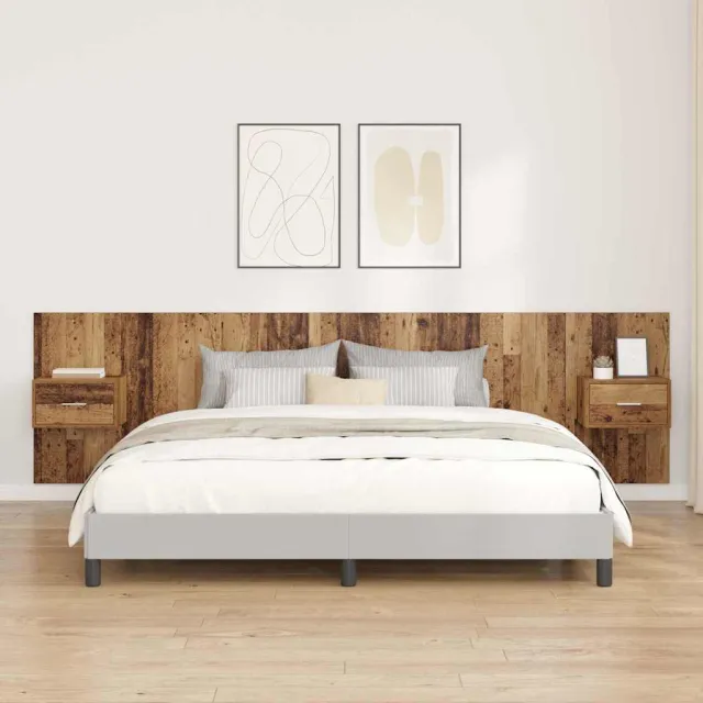 vidaXL Hoofdbord Met Kast 3 st Oud Hout Bewerkt hout Bruin