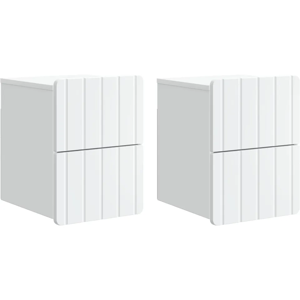 vidaXL Wandbeugel Bedkast 2 st Wit 33 x 34,5 x 43 cm Bewerkt hout, foto 3