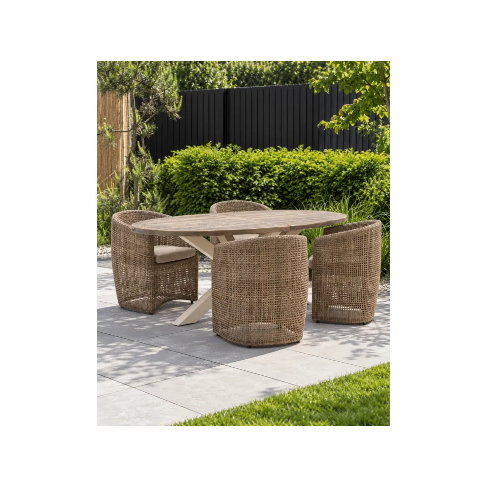 Intenso Furniture Intenso Marecchia/ROUGH-Y Ellips 200cm dining tuinset 5-delig bruin, foto 4