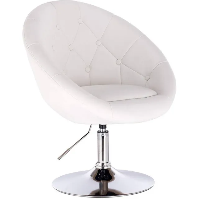 Happyment Barkruk Nero Deluxe - Industrial - Wit - Barkrukken set van 1 - Barstoel Kruk - Barstoelen met rugleuning - Keukenstoel - In hoogte verstelbaar - Kunstleer