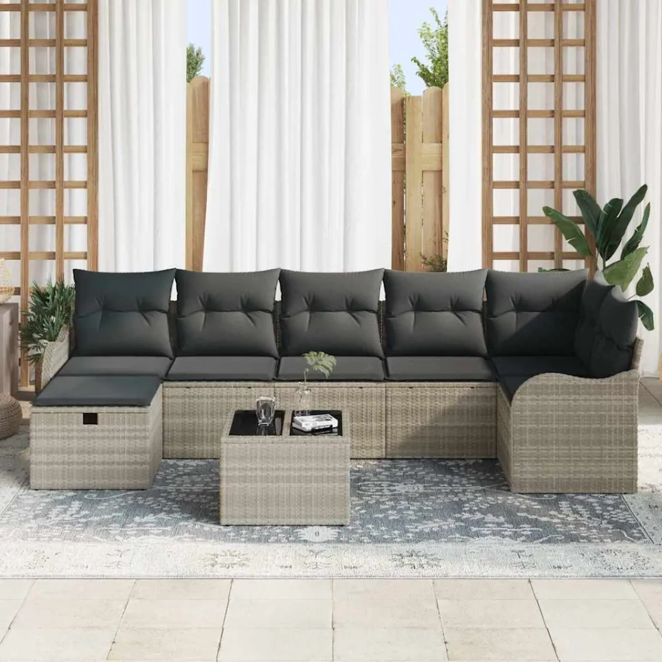 vidaXL Tuin Sofa Set 8 st Poly riet grijs, foto 3