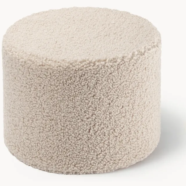 Wigiwama Kinderen teddy poef Sugar, Ø 40 cm Beige