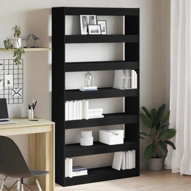 vidaXL Boekenkast 6-laags 100 x 30 x 198 cm Bewerkt hout Zwart