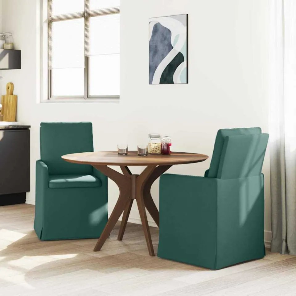 vidaXL Eettafelstoelen 2 st Stof Donkergroen 57 x 67 x 98 cm groen, foto 3