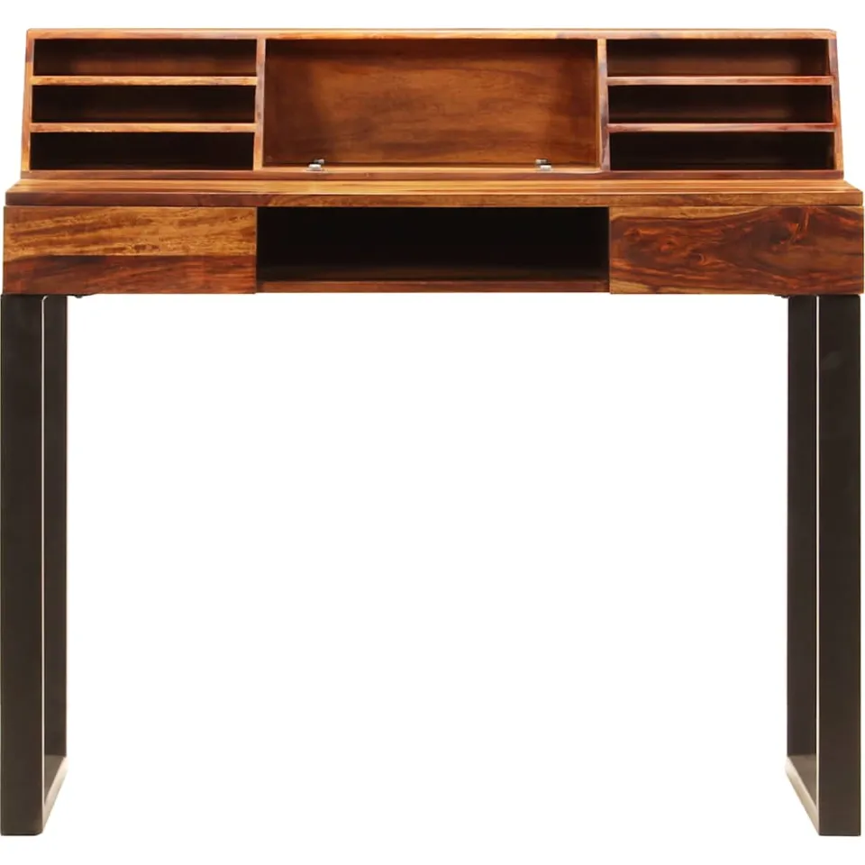 vidaXL Bureau 110x50x94 cm massief acaciahout en staal, foto 3