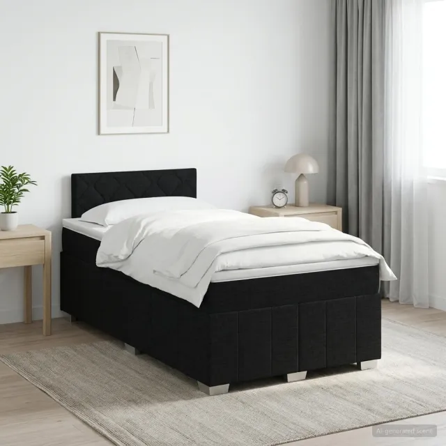 vidaXL Boxspringbed met matras Zwart 120 x 190 cm Stof
