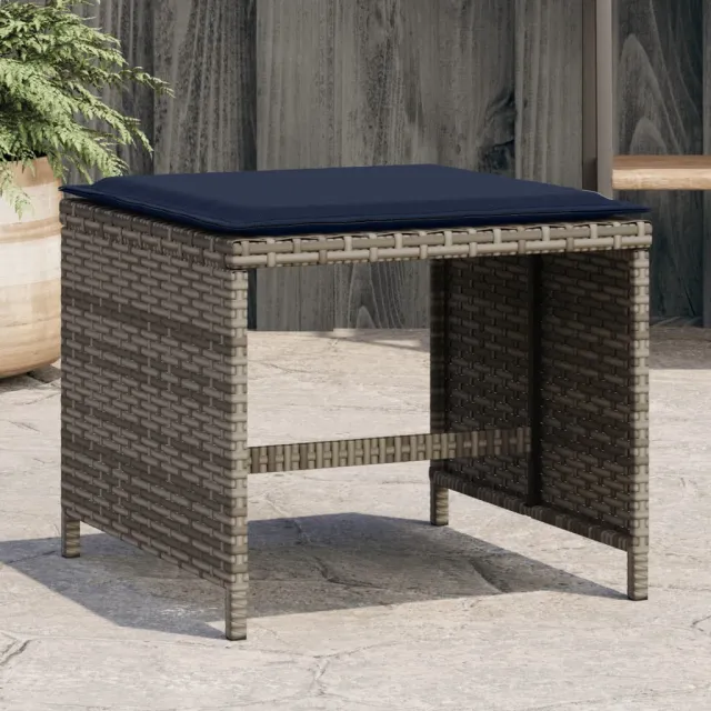 vidaXL Tuinkrukken 4 st met kussens 40x40x35 cm poly rattan grijs, foto 2