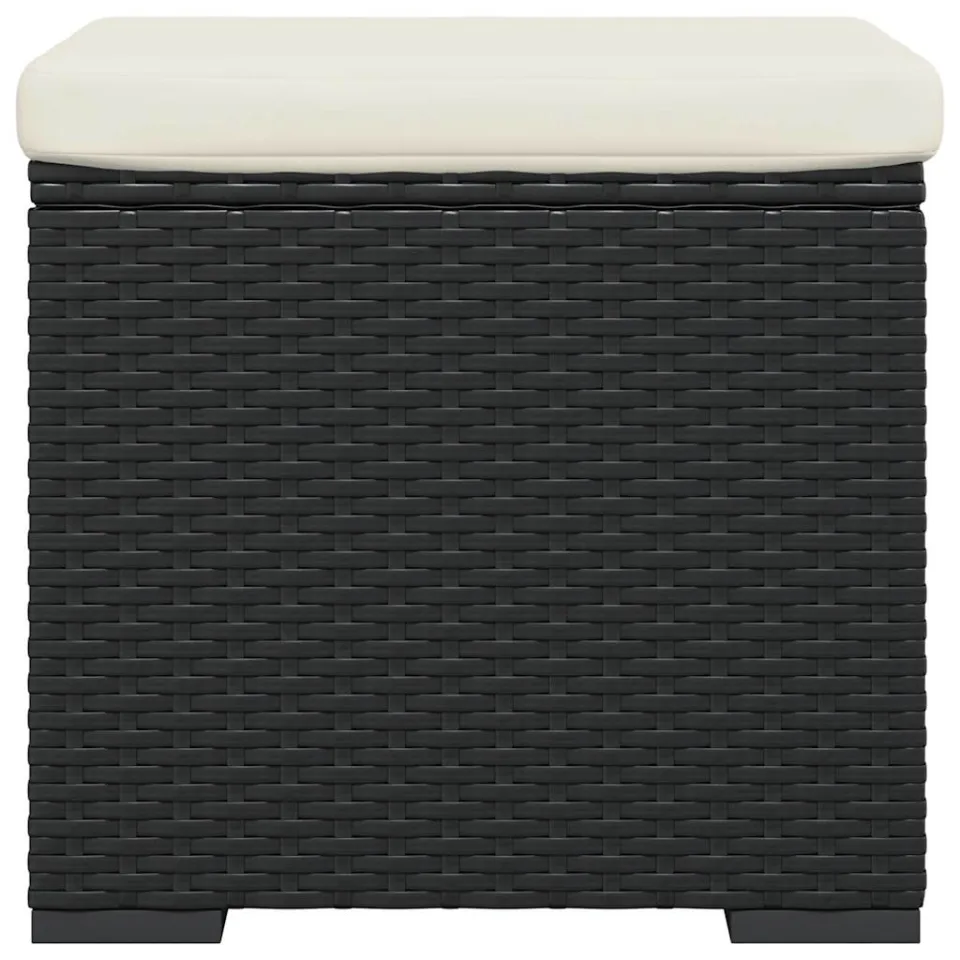 vidaXL Hocker met kussen 40x30x40 cm poly rattan zwart, foto 4