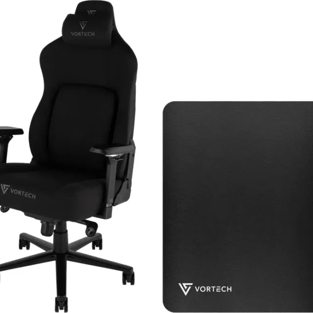 Vortech Prestige Gamestoel Zwart + Vortech Vloermat Zwart