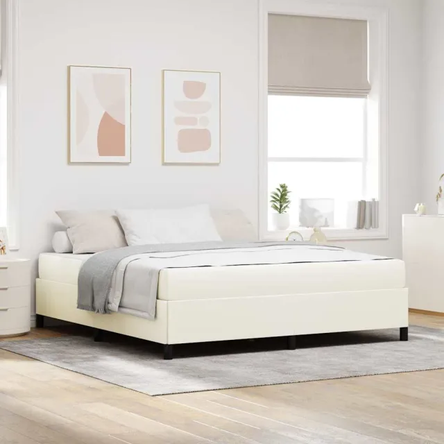 vidaXL Bedframe met matras Crème 180 x 200 cm Stof