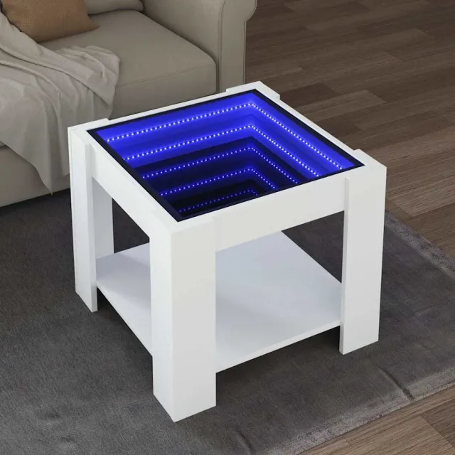 vidaXL Salontafel met LED 53x53x45 cm bewerkt hout wit, foto 2