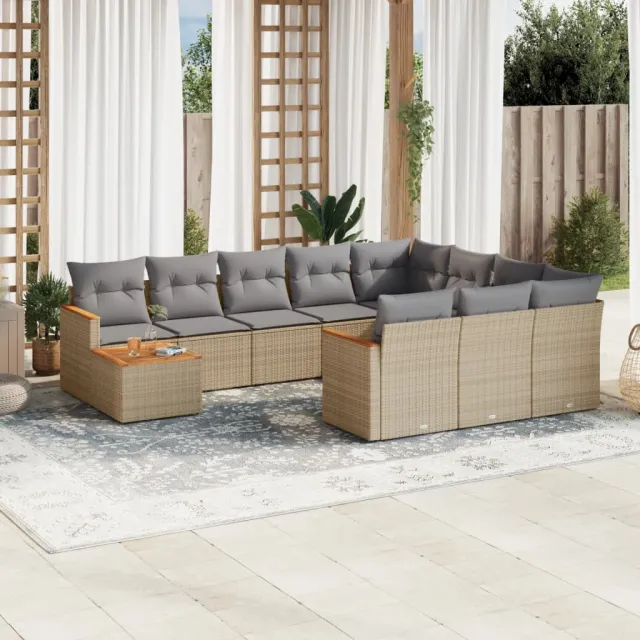 vidaXL Patio Sofa Set 10-zits Gemengd beige, foto 2
