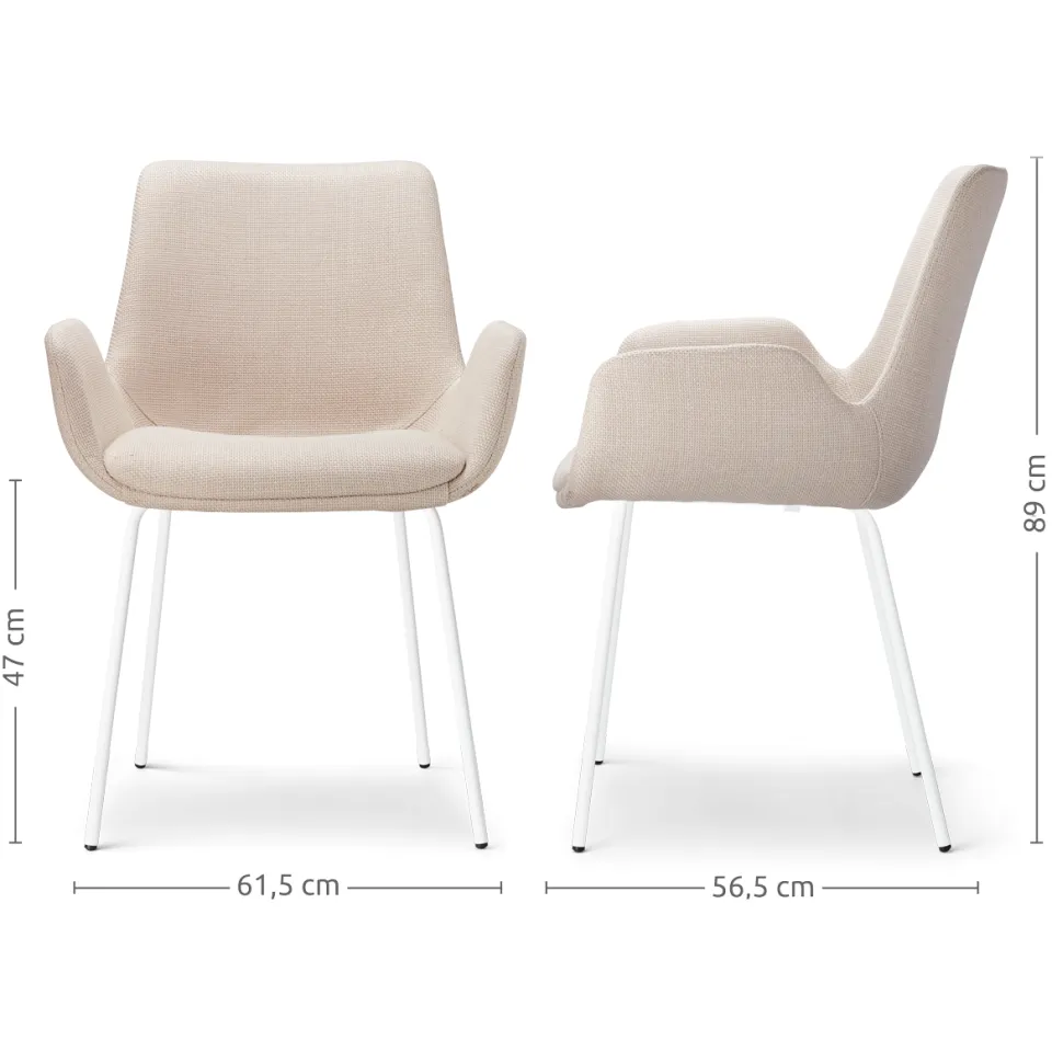 Nolon Nora-Eef eetkamerstoel beige - wit onderstel, foto 3
