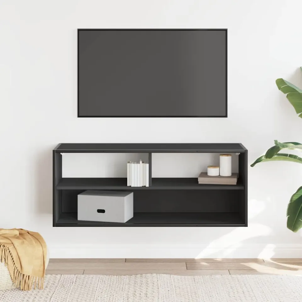 vidaXL Tv-meubel 100x31x39,5 cm bewerkt hout en metaal zwart, foto 2
