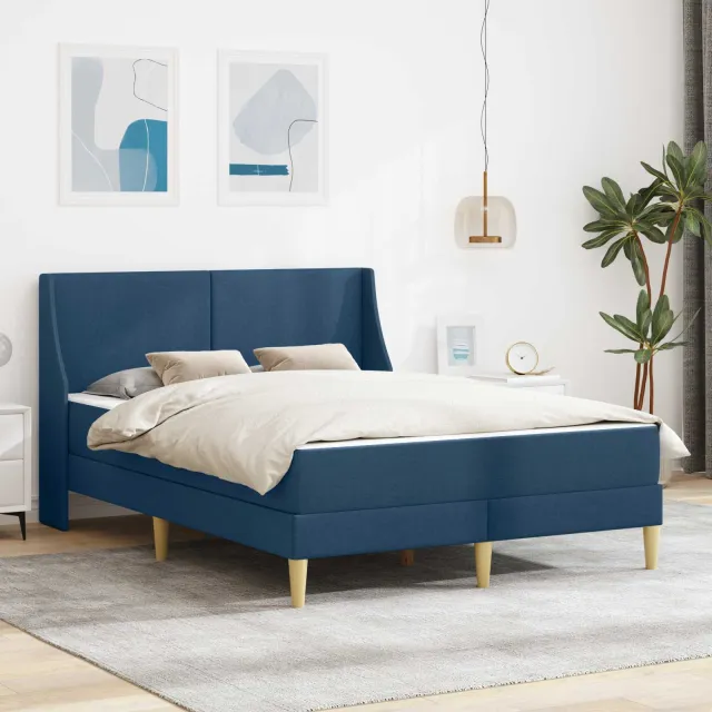 vidaXL Bedframe met matras Blauw 140 x 190 cm Polyester