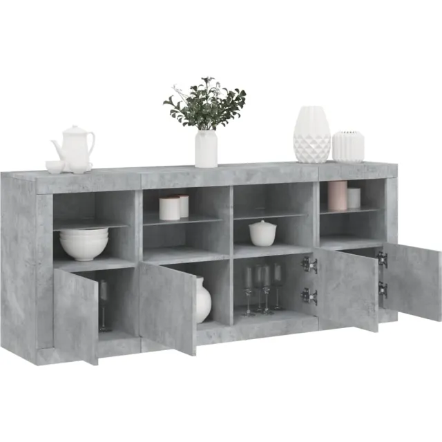vidaXL Dressoir met LED-verlichting 163x37x67 cm betongrijs grijs, foto 2