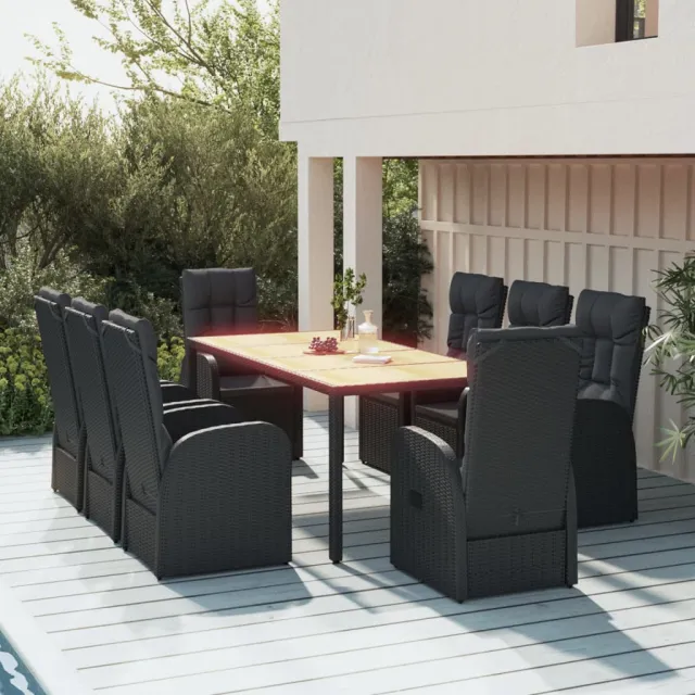 vidaXL 9-delige Tuinset poly rattan zwart, foto 2