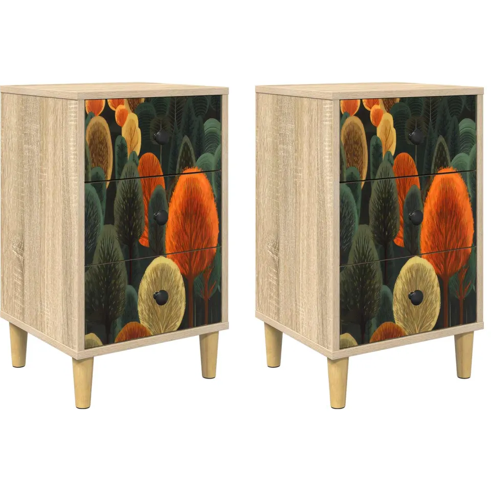 vidaXL Nachtkastje BONN 2 st Sonoma Eiken 36 x 33 x 60 cm Bewerkt hout, foto 3