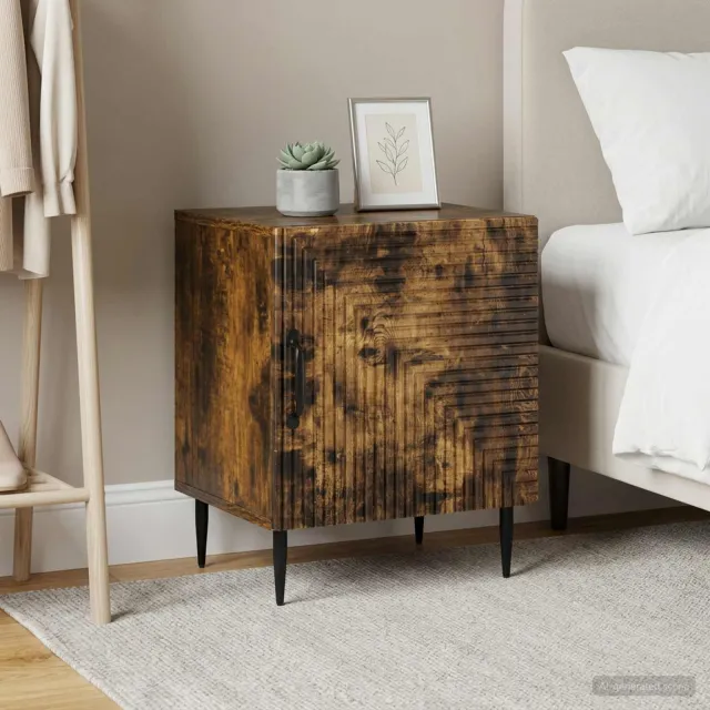 vidaXL Nachtkastje 2 st Gerookt eiken 43 x 34,5 x 50 cm Bewerkt hout, foto 2