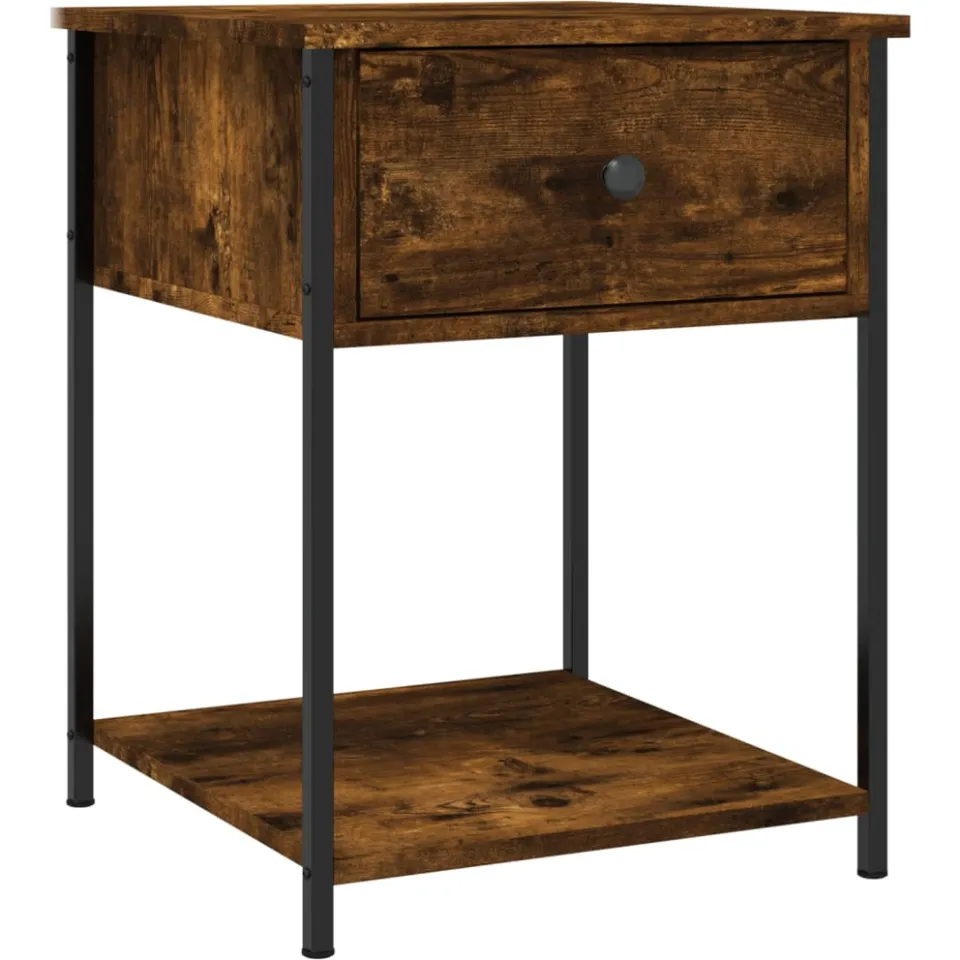 vidaXL Nachtkastjes 2 st 44x45x58 cm bewerkt hout gerookt eikenkleurig Bruin