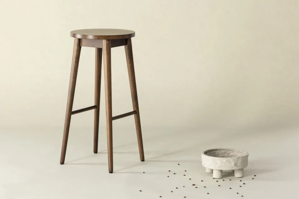 Nest living Jur houten barkruk donkerbruin - 75 cm - Set van 2 bruin, foto 3