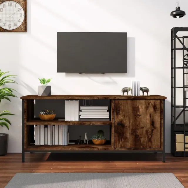 vidaXL Tv-meubel 100x40x45 cm bewerkt hout gerookt eikenkleurig Bruin