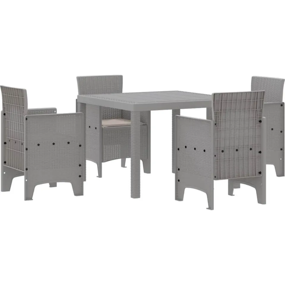 vidaXL Tuin Eetset 5 st Lichtgrijs Polypropyleen